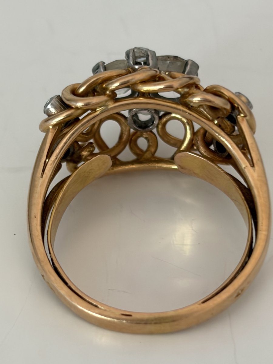 7824 - Vintage Yellow Gold And Platinum Diamond Ring-photo-4