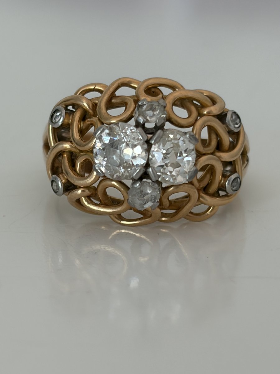 7824 - Vintage Yellow Gold And Platinum Diamond Ring