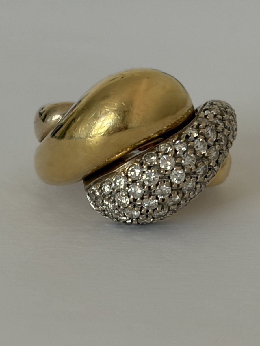 7827 - Vintage Yellow Gold Cross Ring With Diamonds-photo-2