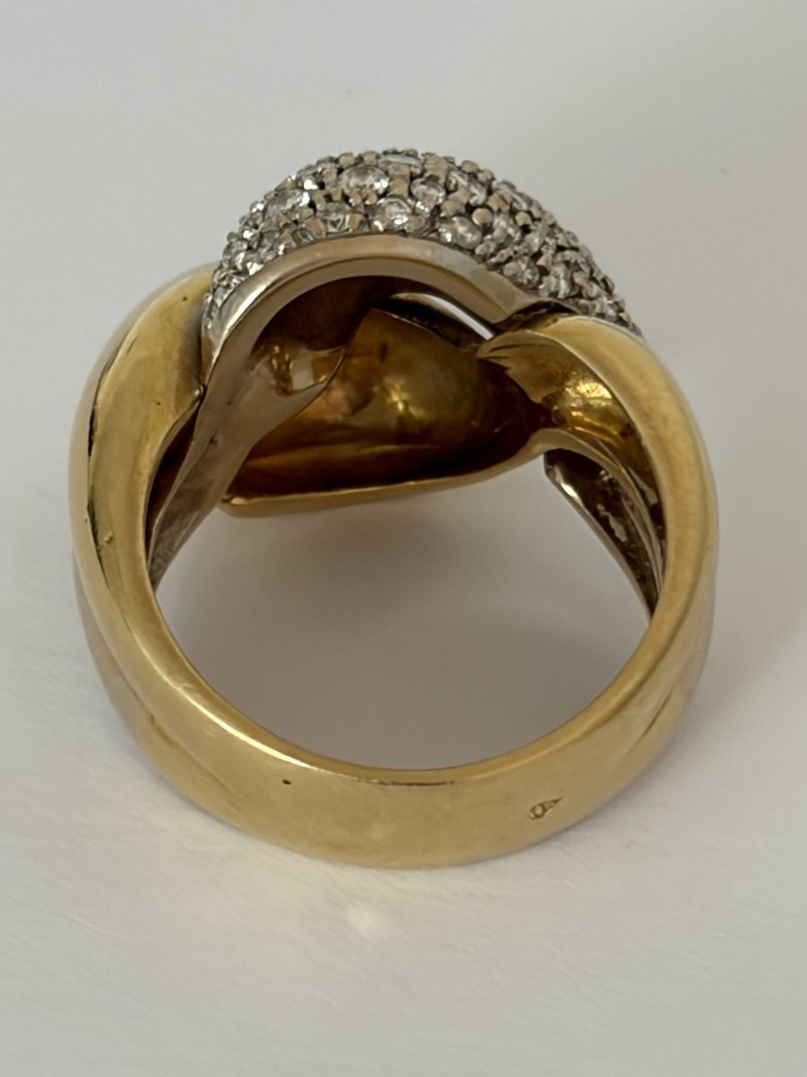 7827 - Vintage Yellow Gold Cross Ring With Diamonds-photo-3