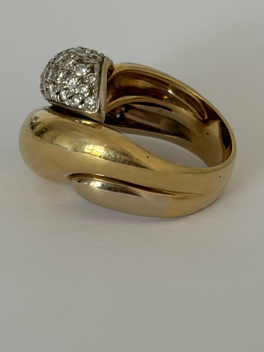 7827 - Vintage Yellow Gold Cross Ring With Diamonds-photo-4