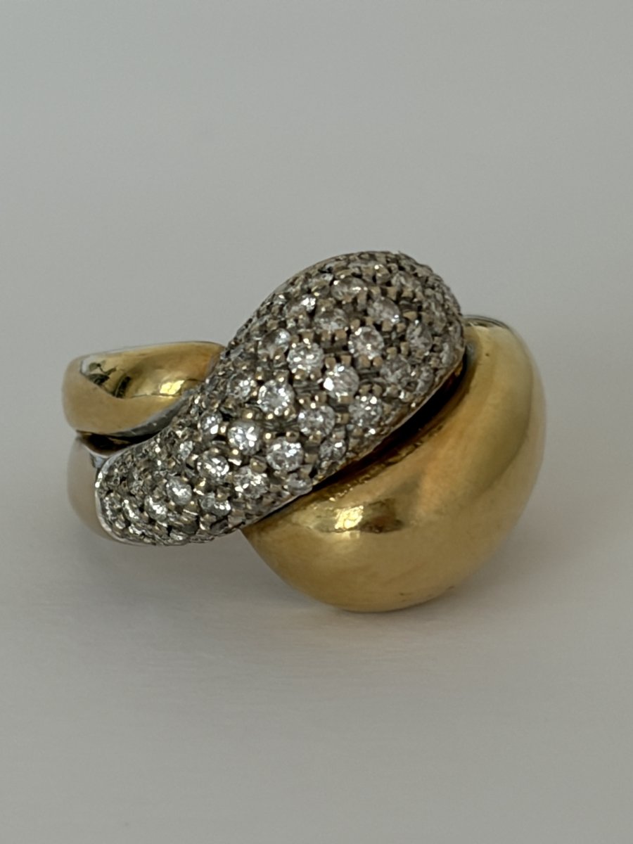 7827 - Vintage Yellow Gold Cross Ring With Diamonds-photo-1