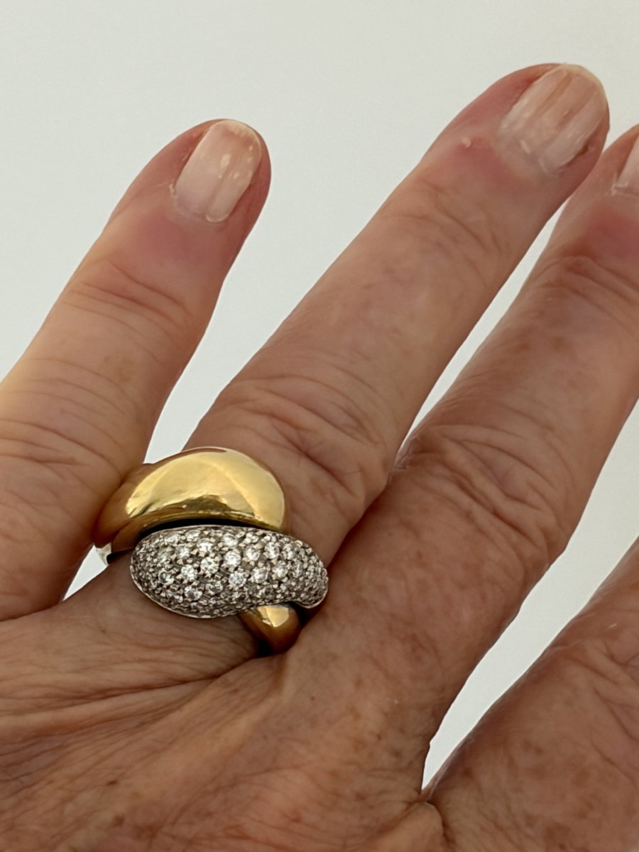 7827 - Vintage Yellow Gold Cross Ring With Diamonds-photo-2