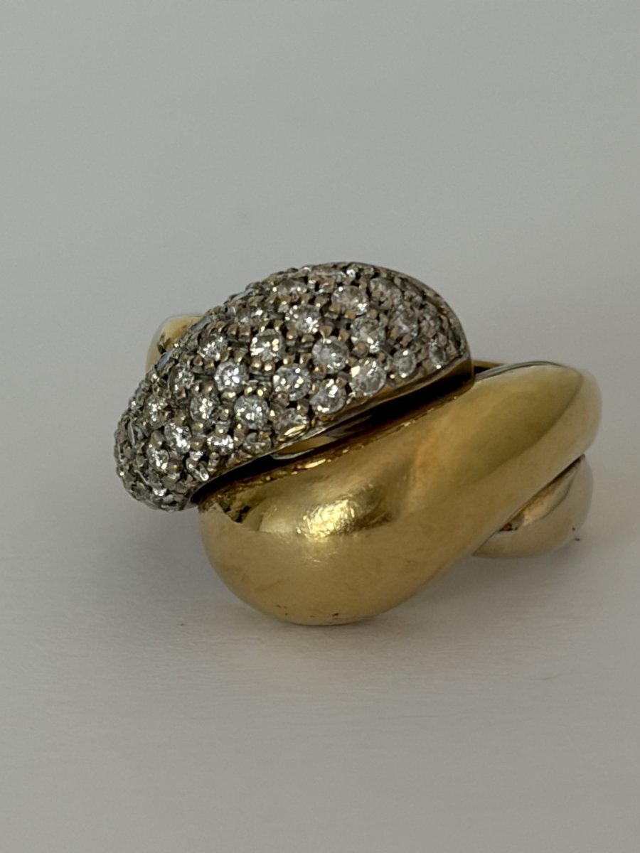 7827 - Vintage Yellow Gold Cross Ring With Diamonds