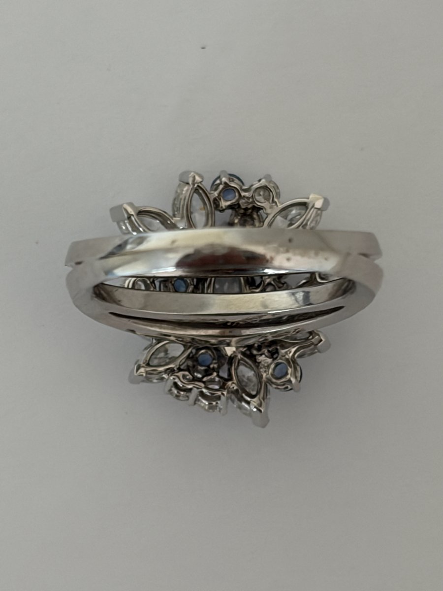 7835 - White Gold Cocktail Ring With 3.30 Ct Diamonds And Sapphires-photo-2
