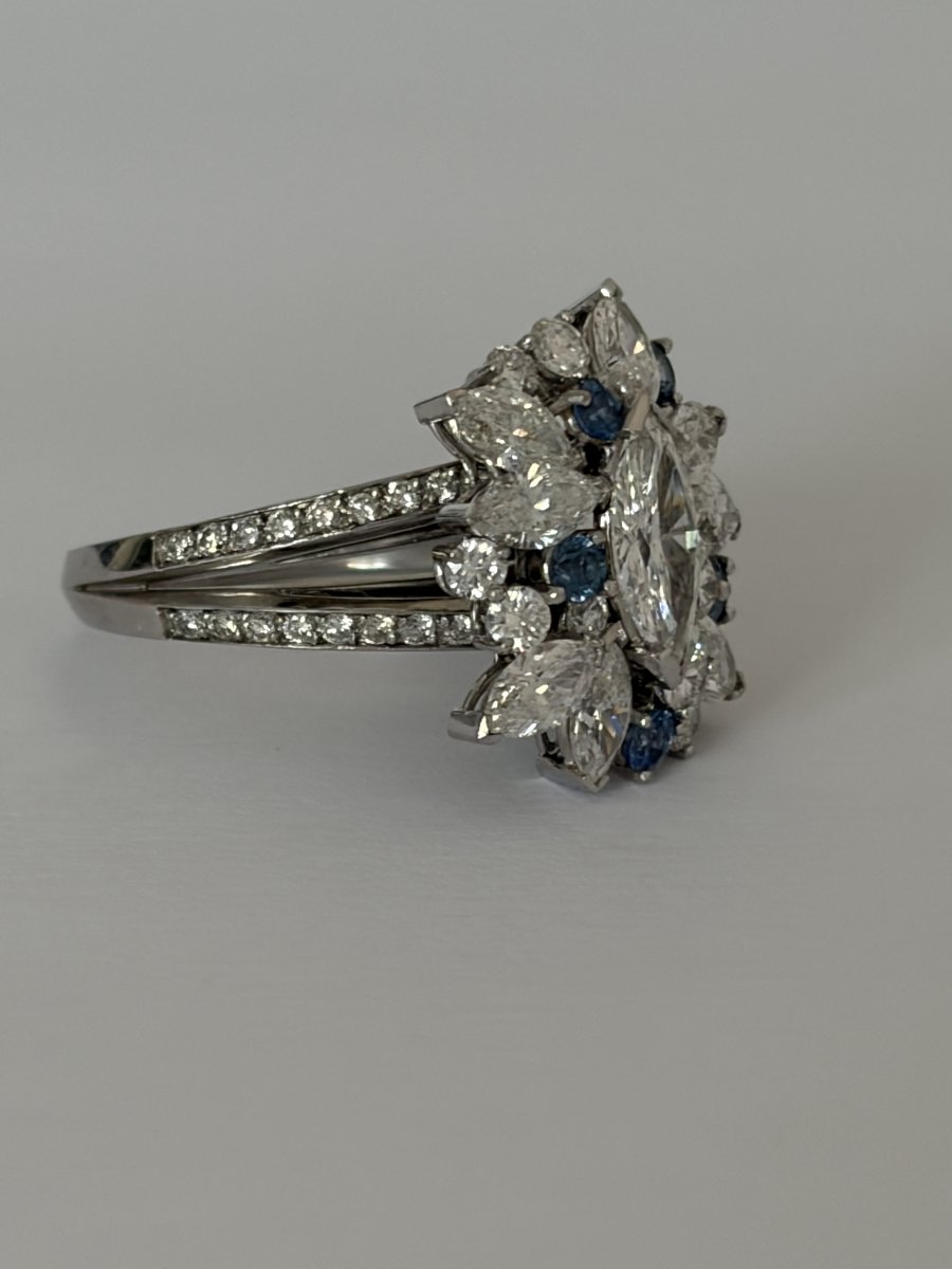 7835 - White Gold Cocktail Ring With 3.30 Ct Diamonds And Sapphires-photo-1