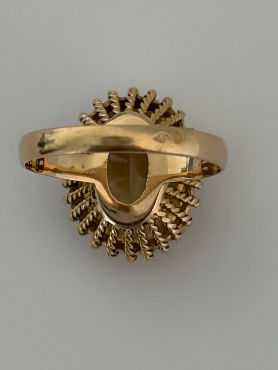 7837 - Vintage Rose Gold Citrine Ring, 6.80 Ct-photo-2