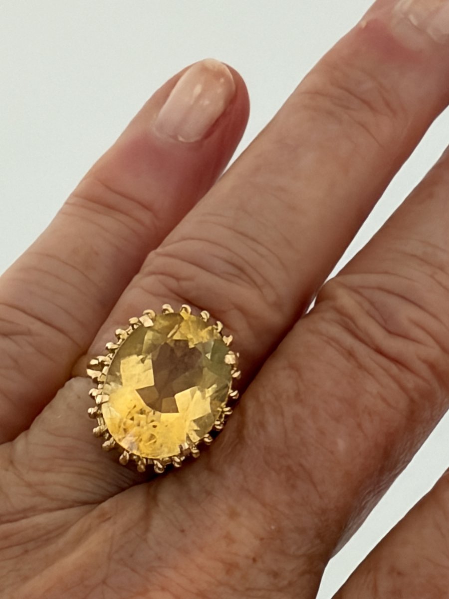 7837 - Vintage Rose Gold Citrine Ring, 6.80 Ct-photo-3