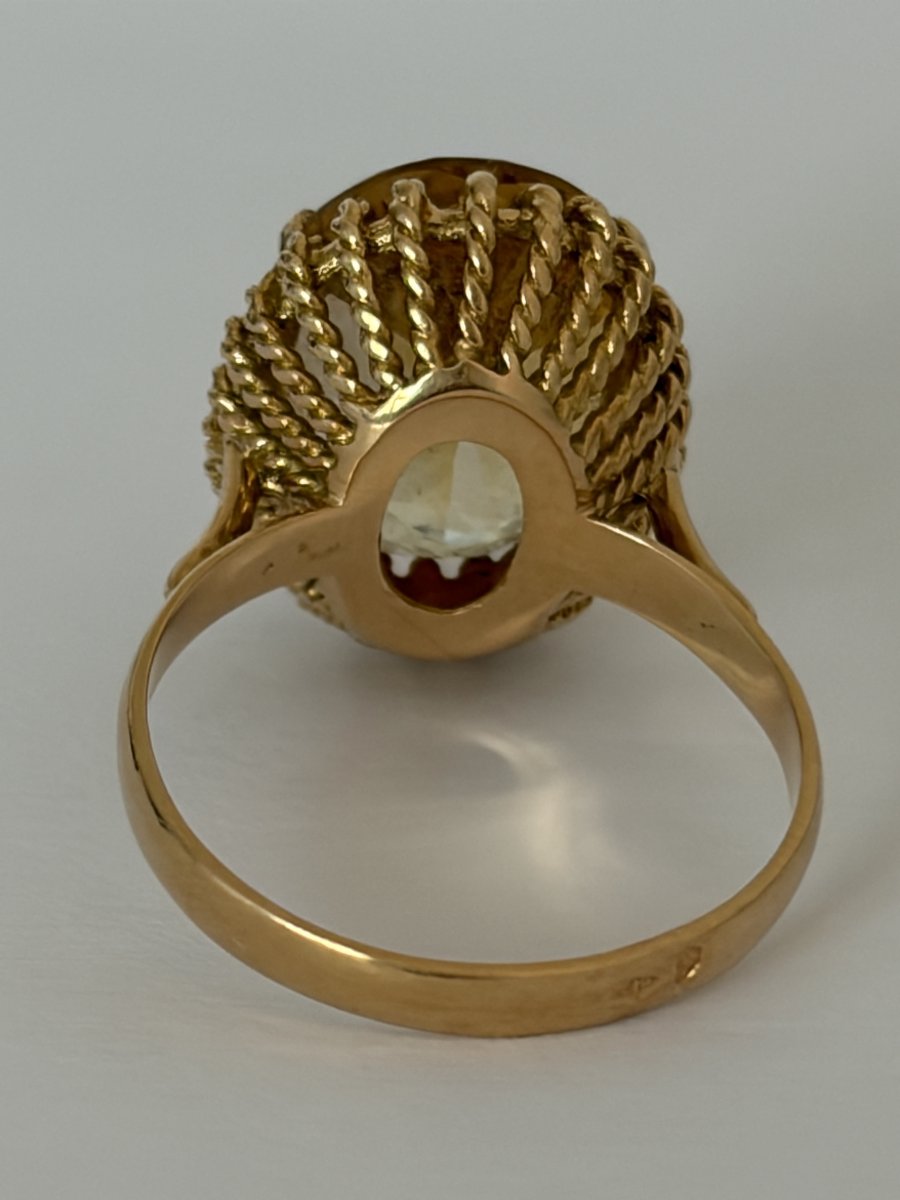 7837 - Vintage Rose Gold Citrine Ring, 6.80 Ct-photo-4