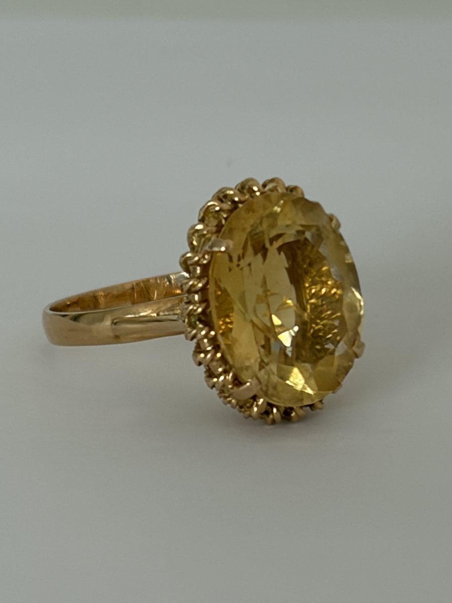 7837 - Vintage Rose Gold Citrine Ring, 6.80 Ct-photo-1