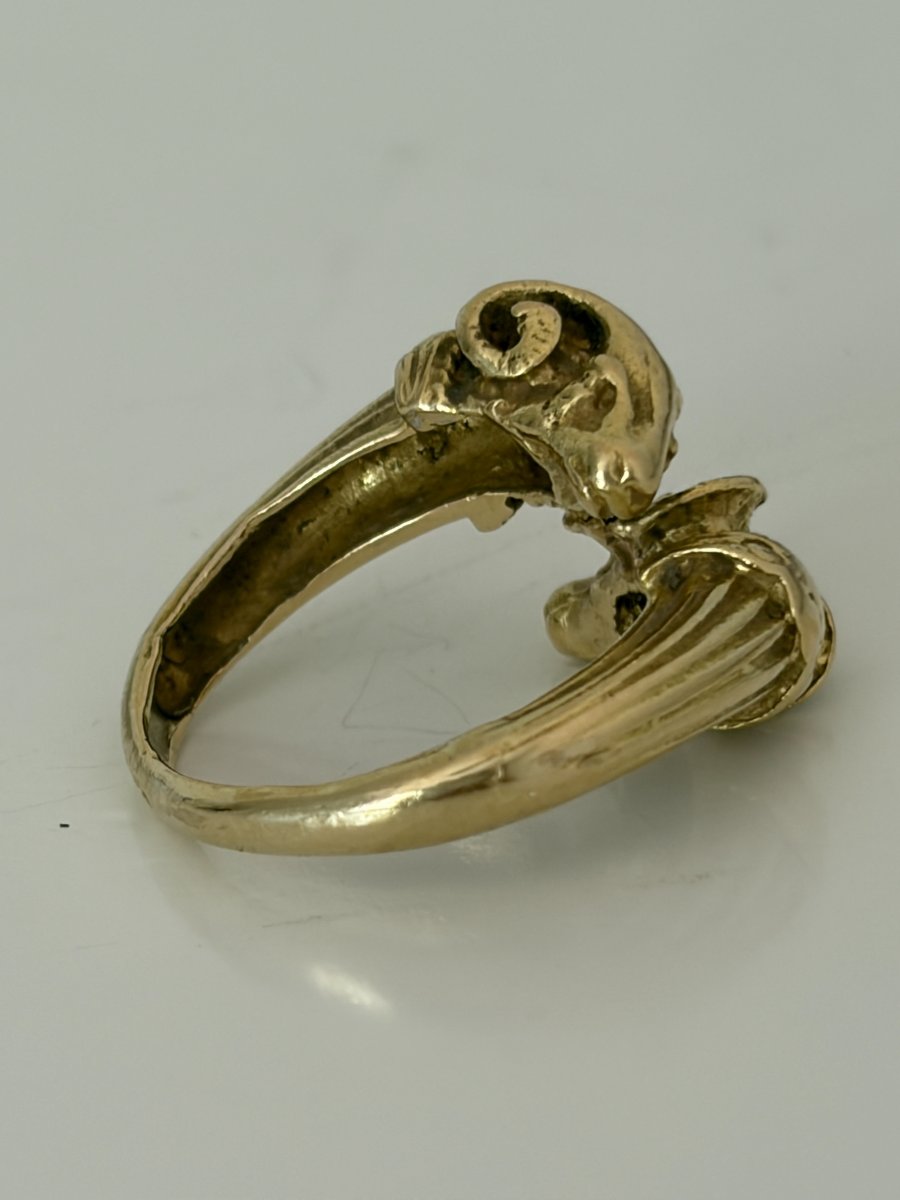 7856 - Vintage Yellow Gold Ram Ring-photo-4