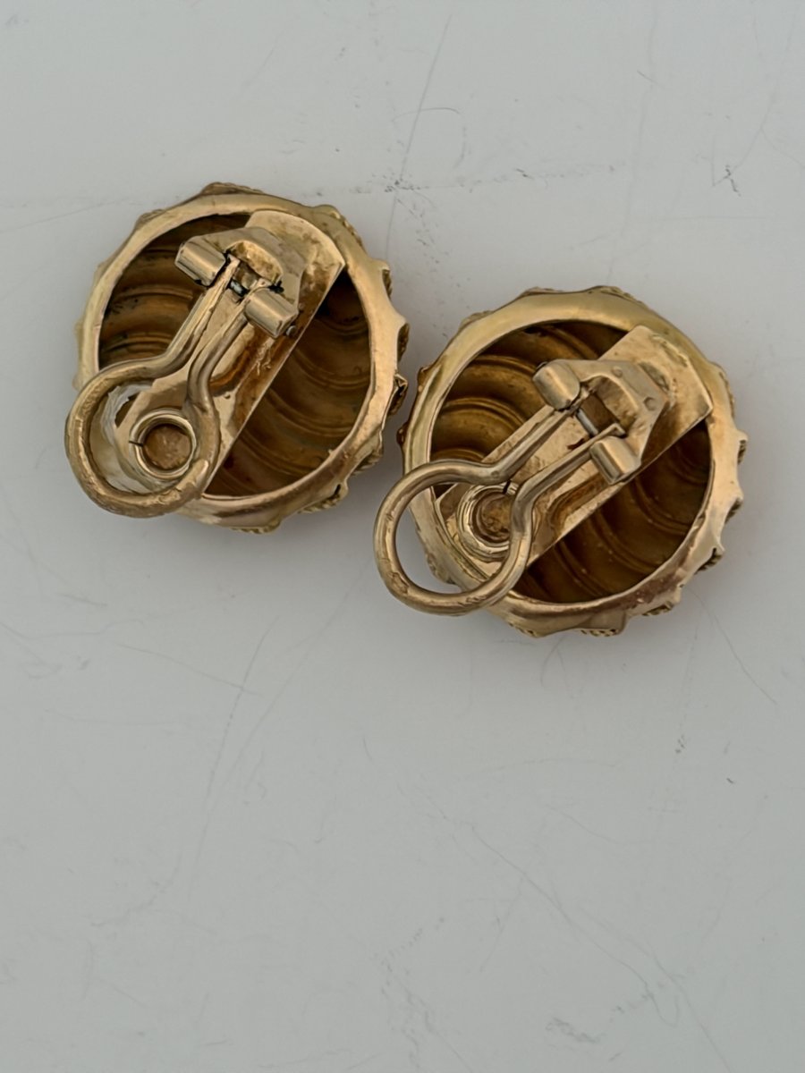 7859 - Vintage Yellow Gold Earrings-photo-2