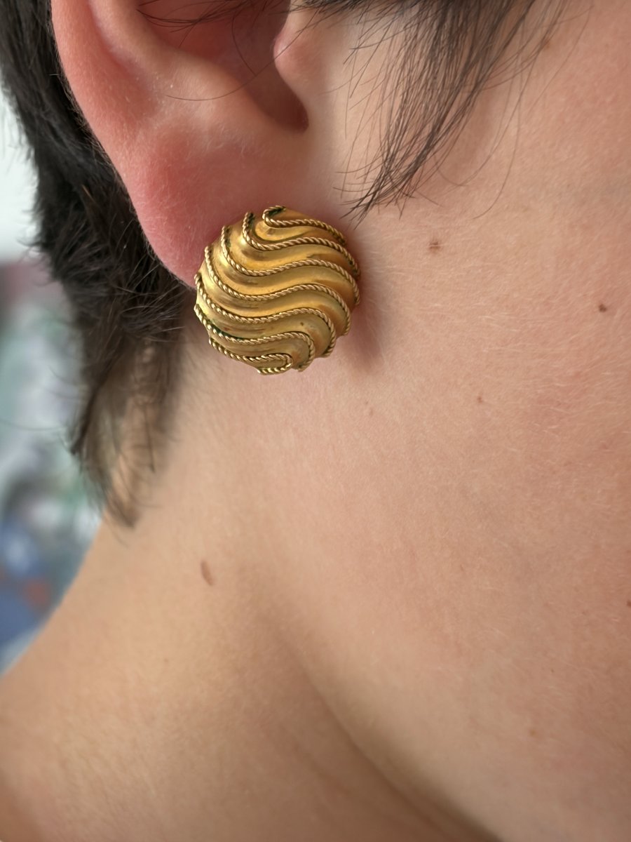 7859 - Vintage Yellow Gold Earrings-photo-3