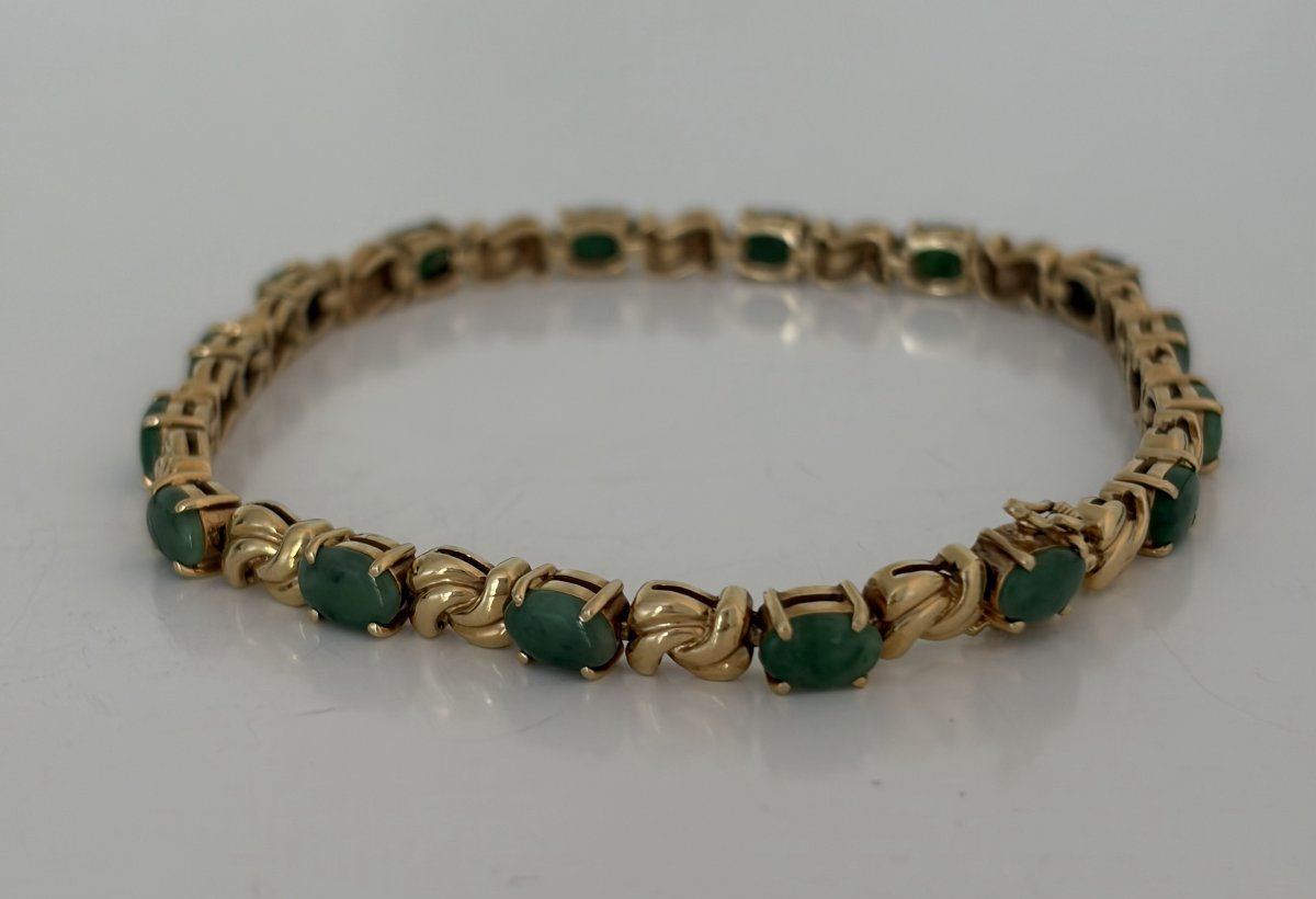 7866- Bracelet Souple Or Jaune Jade