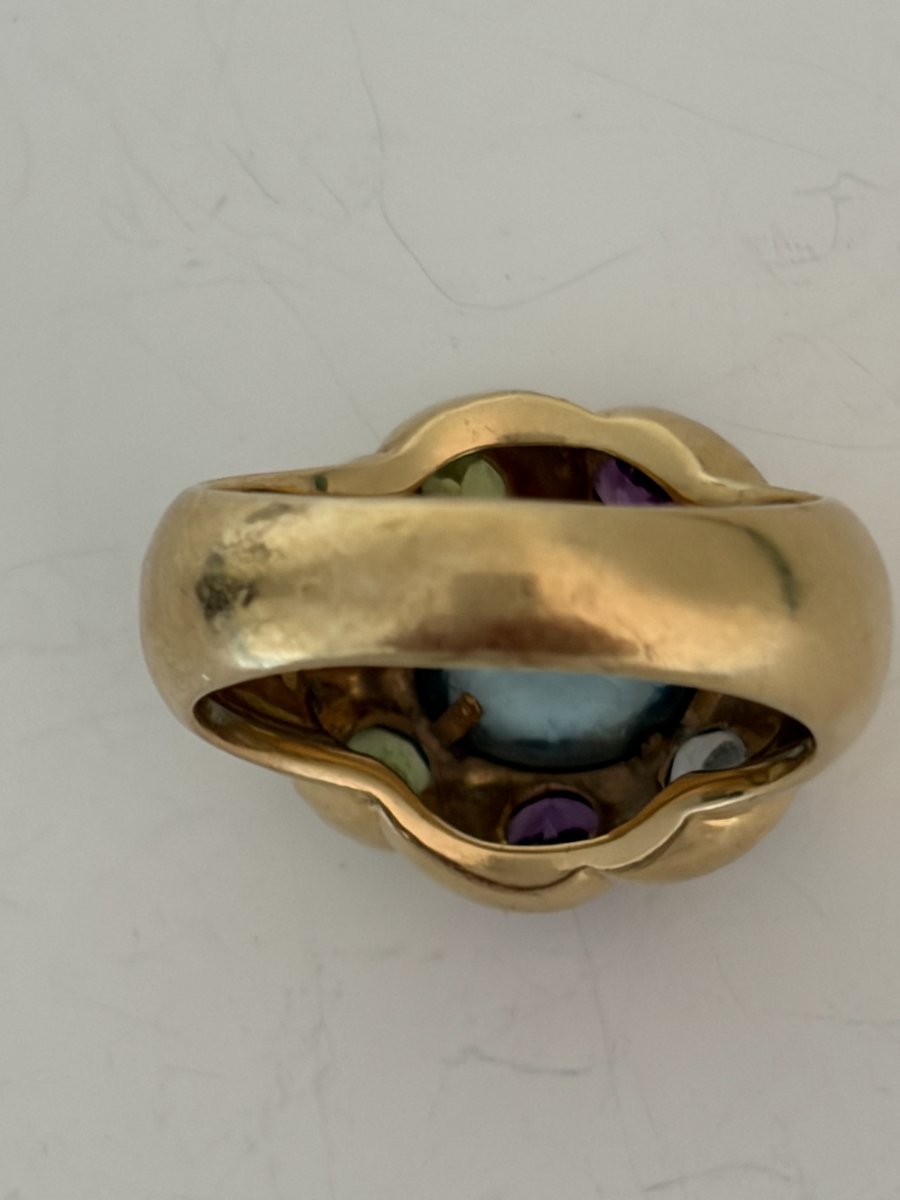 7868- Bague Vintage Or Jaune Pierres Fines-photo-2