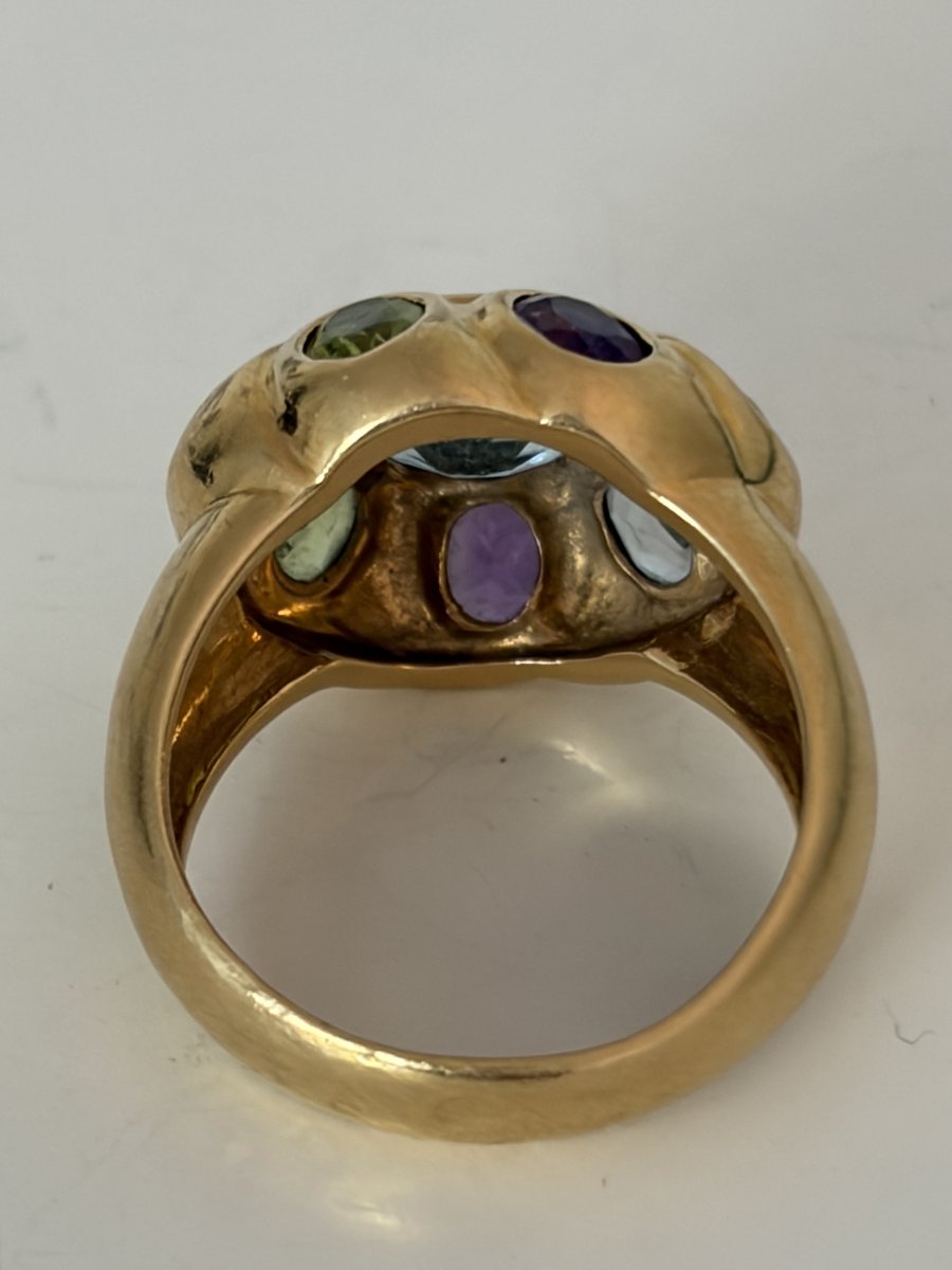 7868- Bague Vintage Or Jaune Pierres Fines-photo-3