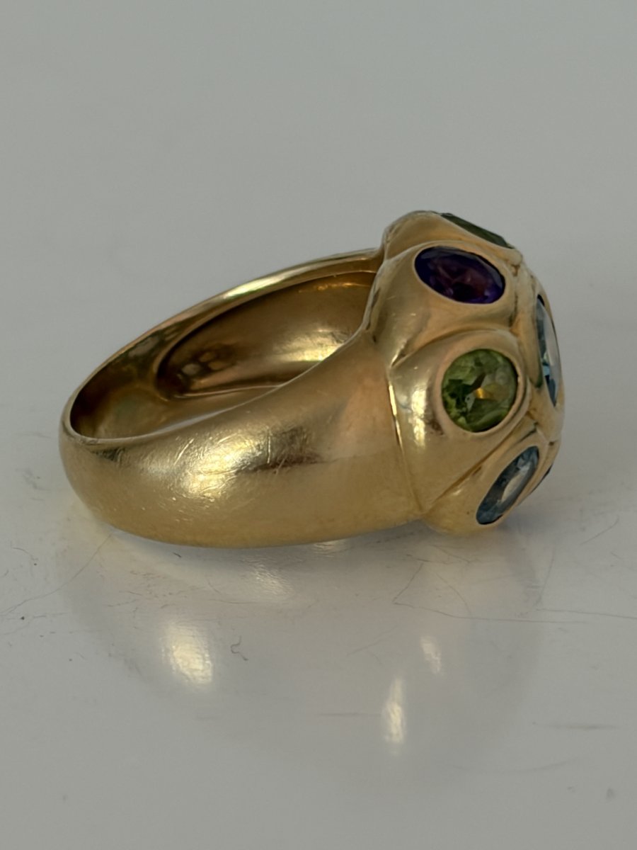 7868- Bague Vintage Or Jaune Pierres Fines-photo-4