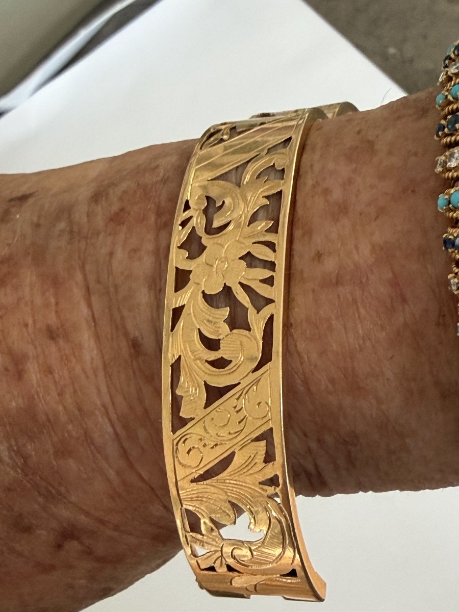 7869 - Articulated Bangle In Antique Yellow Gold-photo-2