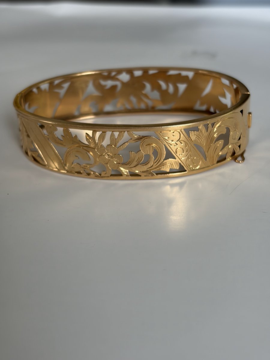 7869 - Articulated Bangle In Antique Yellow Gold-photo-3