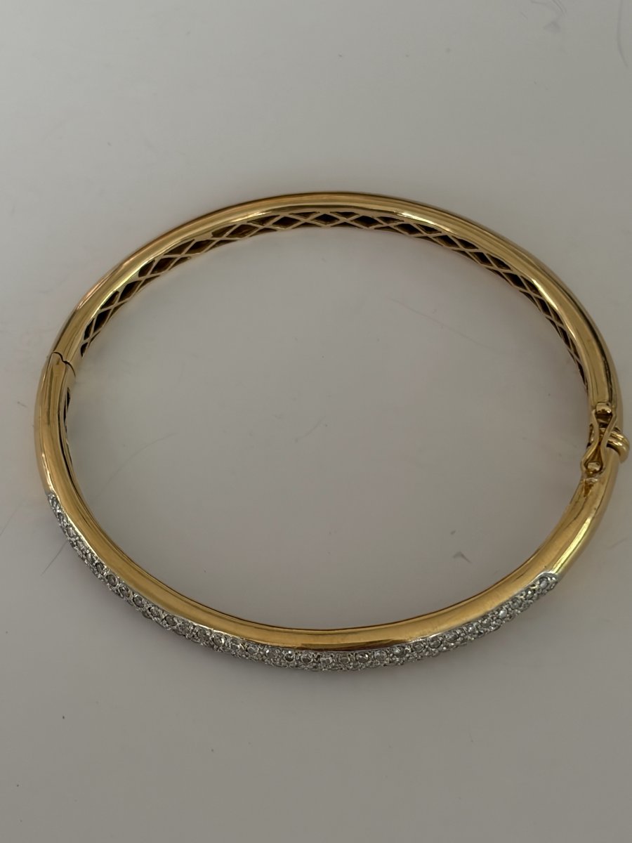 7870- Bracelet Jonc Ouvrant Or Jaune Diamants 1,80 ct-photo-4
