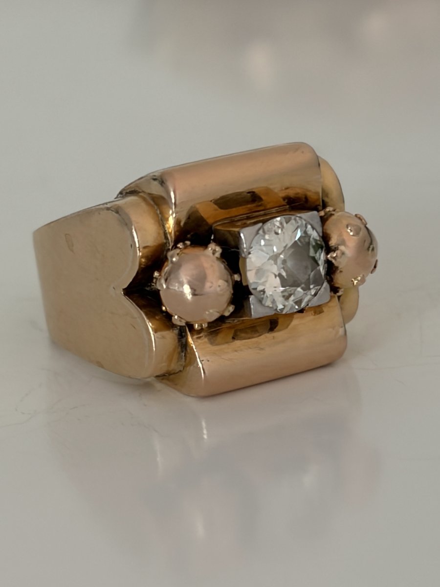7890 - Yellow Gold Tank Ring With 1.00 Ct Diamond-photo-4