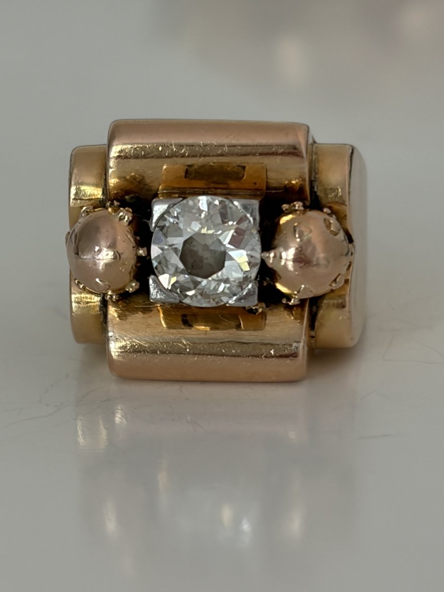 7890 - Yellow Gold Tank Ring With 1.00 Ct Diamond