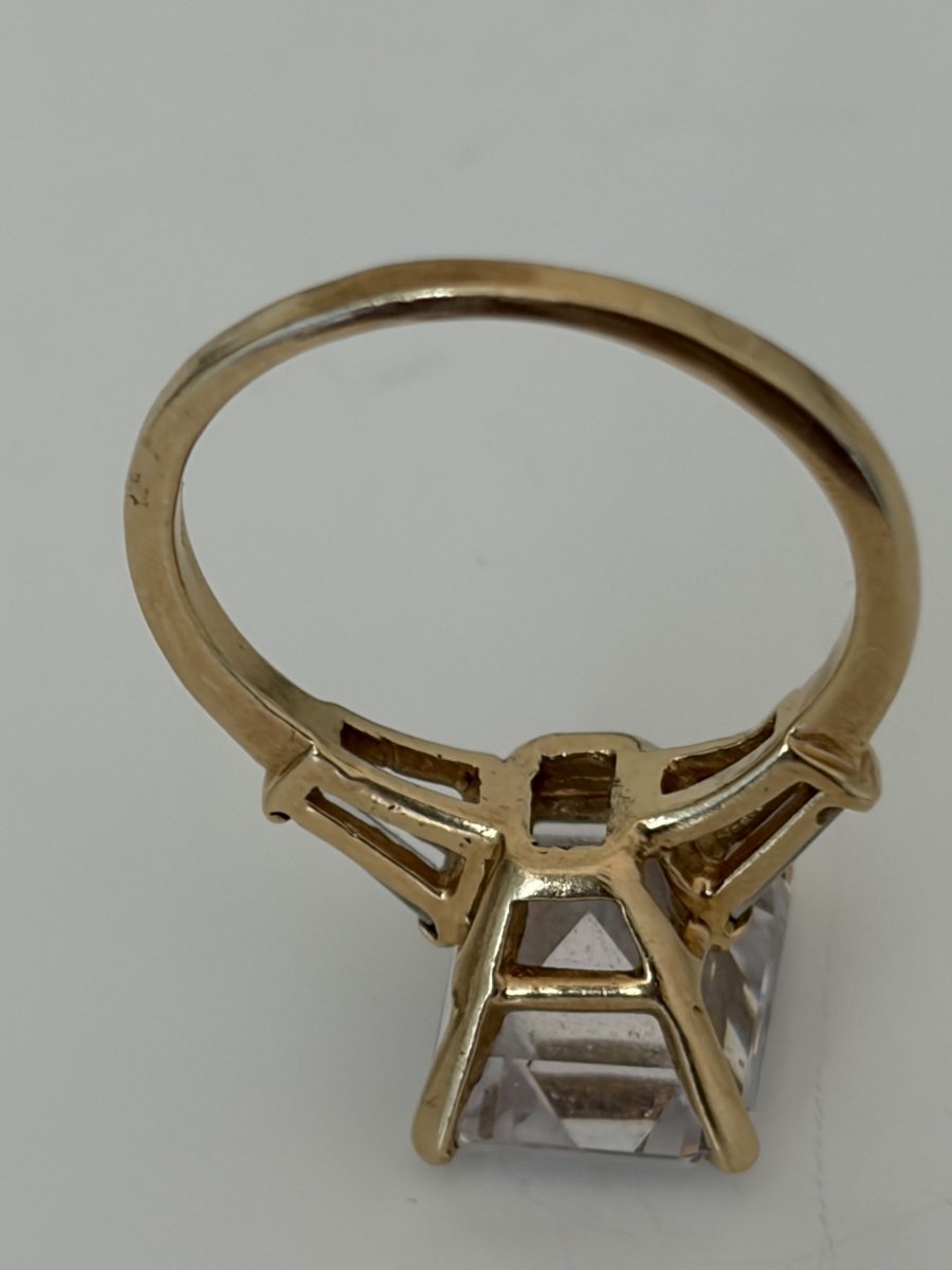 7898 - Yellow Gold And Imitation Diamond Ring-photo-2