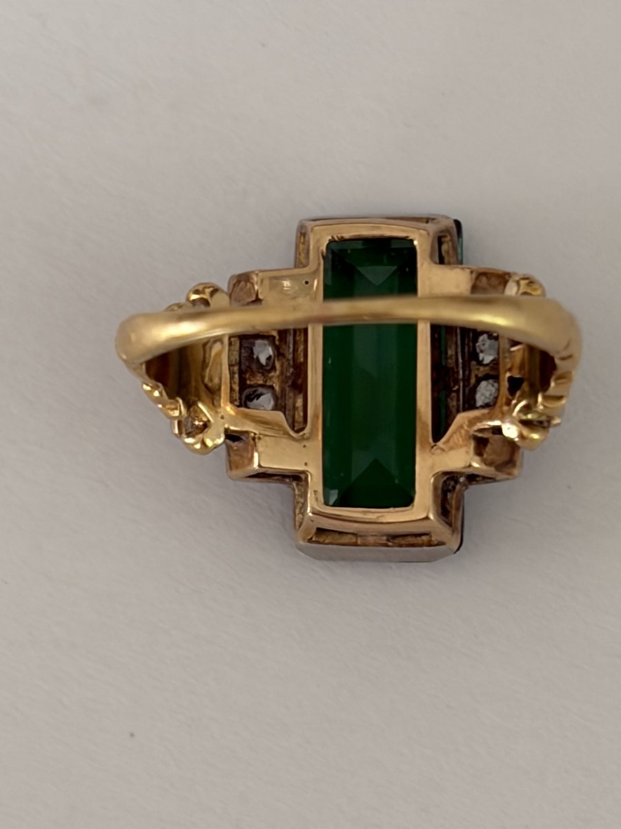 7921 - Art Deco Ring With 5.00 Ct Tourmaline And Diamonds-photo-3