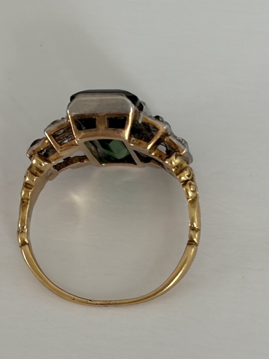 7921 - Art Deco Ring With 5.00 Ct Tourmaline And Diamonds-photo-4