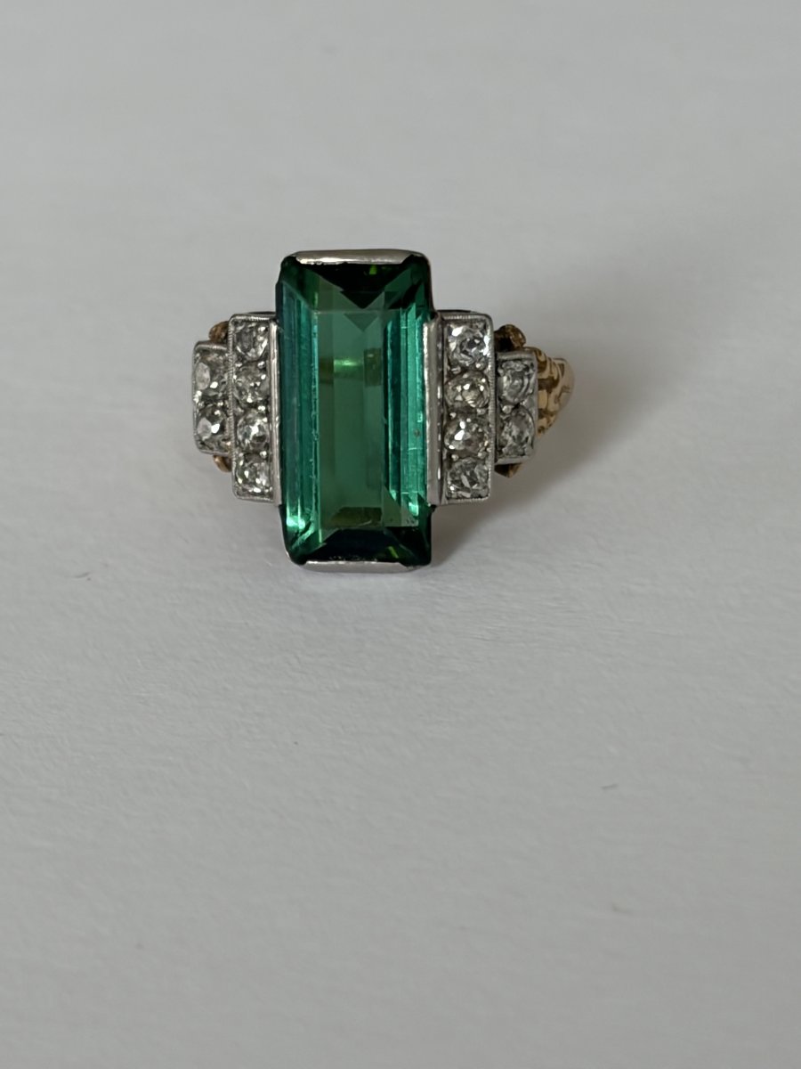 7921 - Art Deco Ring With 5.00 Ct Tourmaline And Diamonds