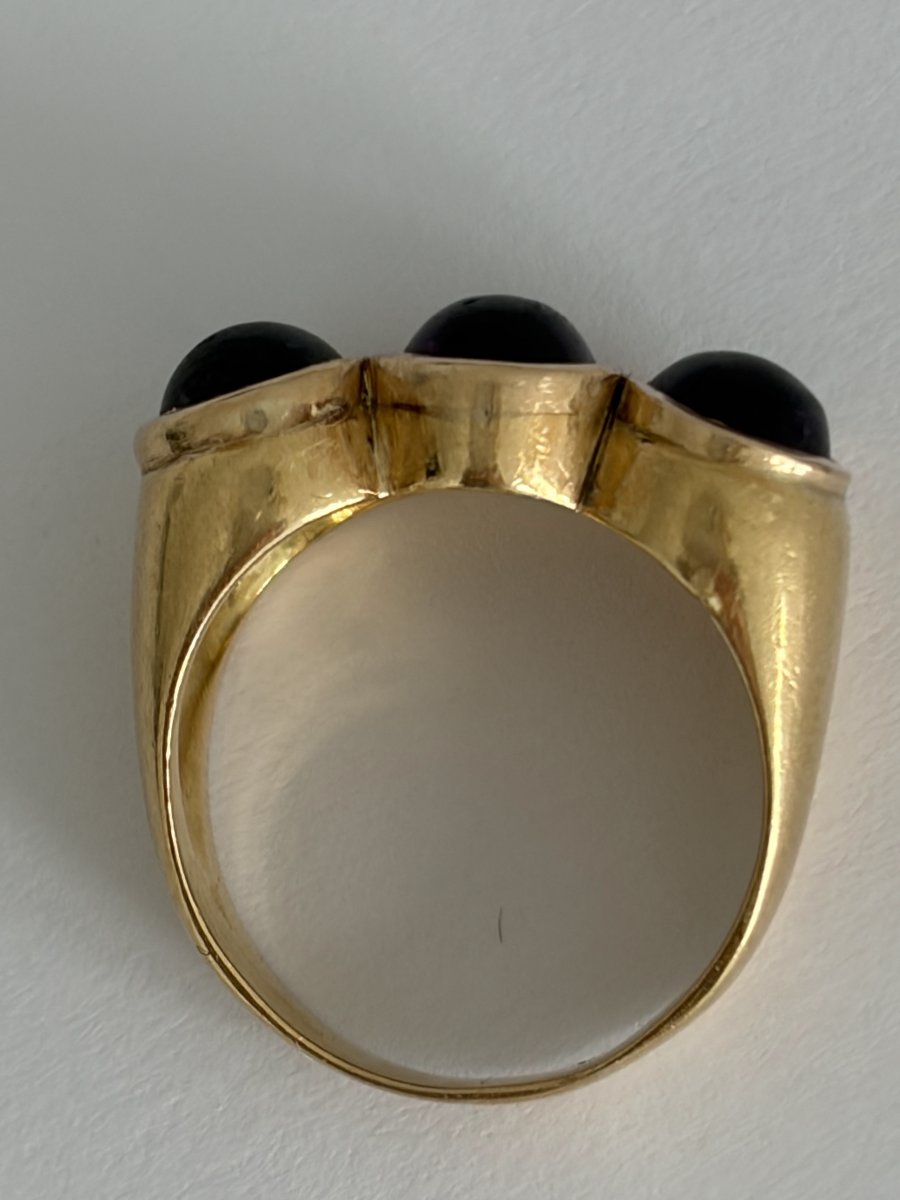 7931 - Vintage "rivière" Ring In Yellow Gold With Cabochon Amethysts-photo-3