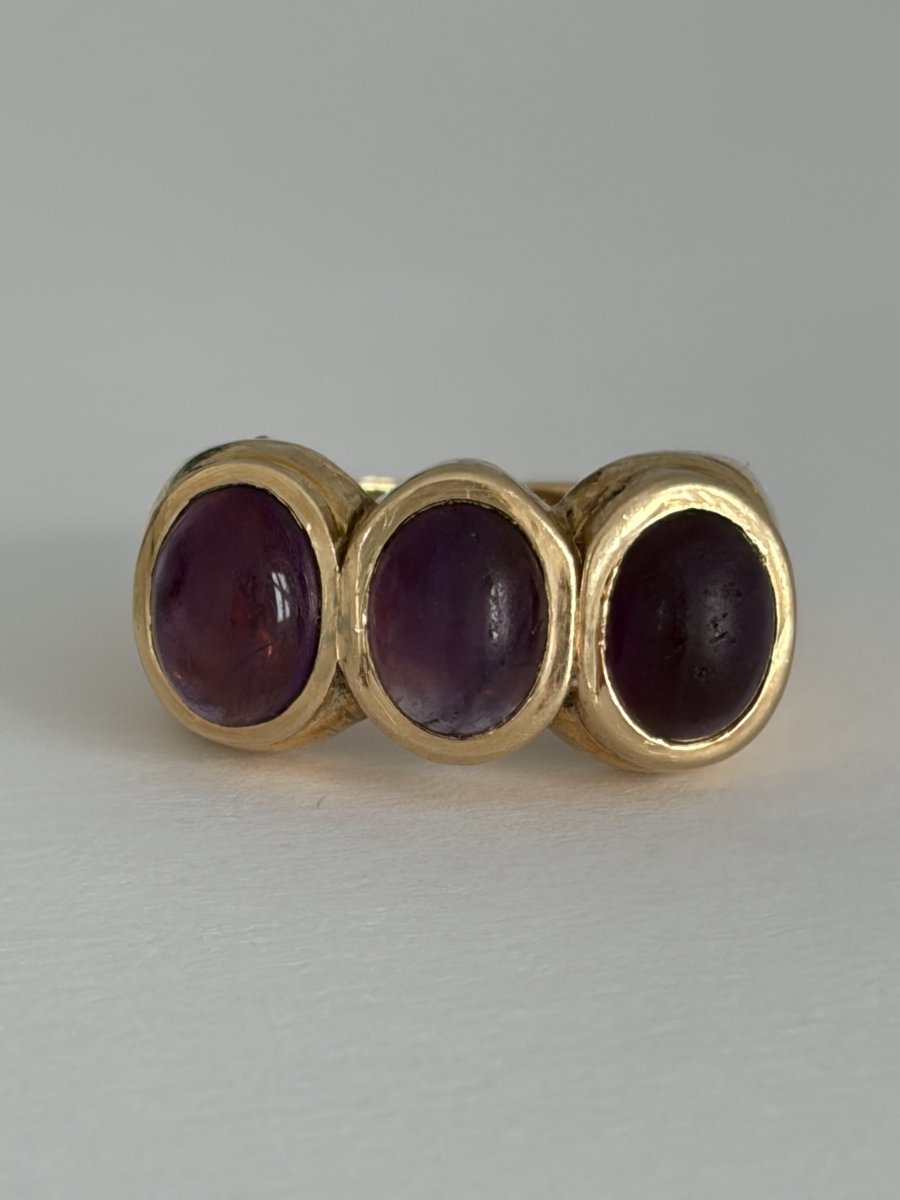 7931 - Vintage "rivière" Ring In Yellow Gold With Cabochon Amethysts