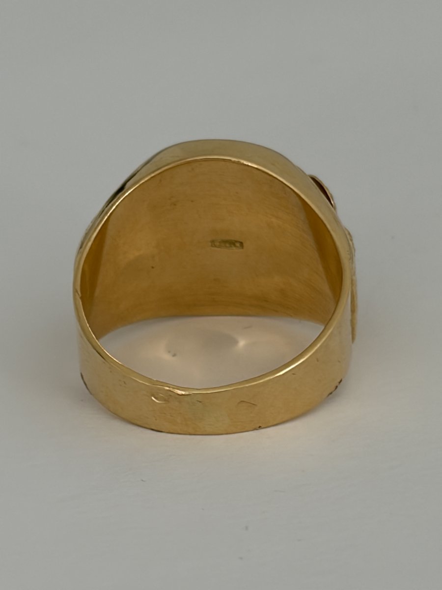 7948 - Yellow Gold Onyx Snake Signet Ring-photo-4