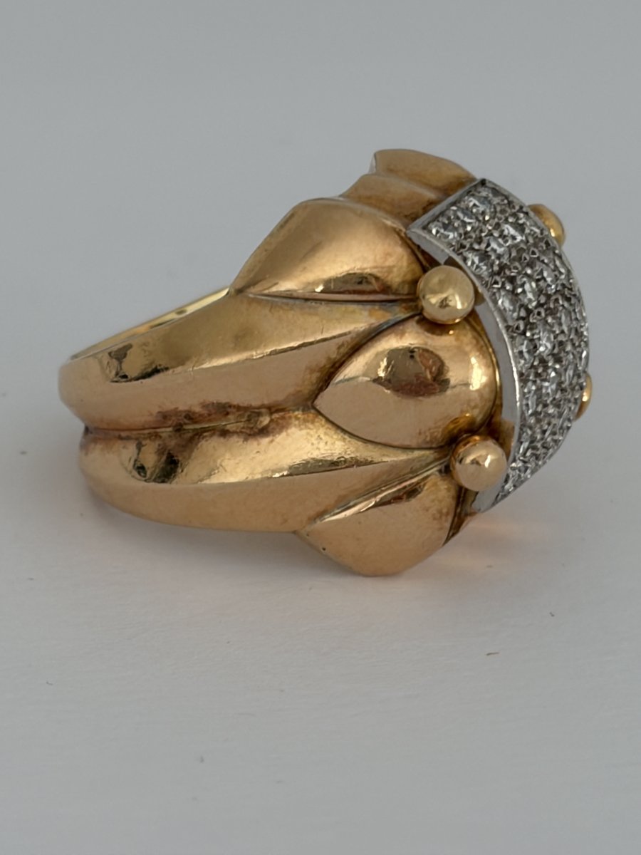 7950 - Large Yellow Gold Tank Ring With Diamonds-photo-4