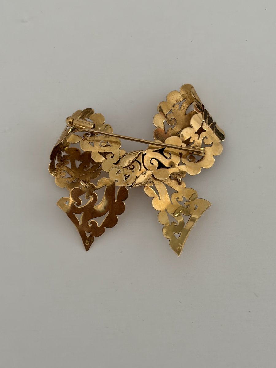 7960- Broche Nœud Vintage Or Jaune-photo-2