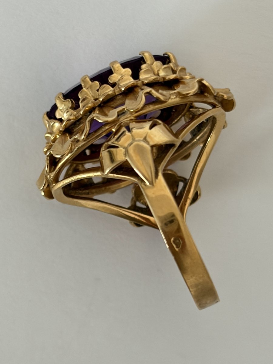 7964 - Vintage Yellow Gold Ring With Purple Stone-photo-1