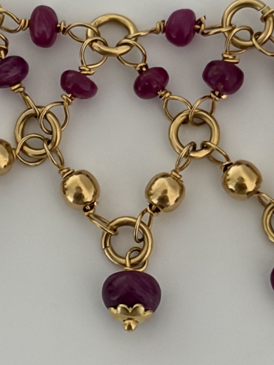 7967—vintage Draped Necklace In Yellow Gold With Rubies-photo-2