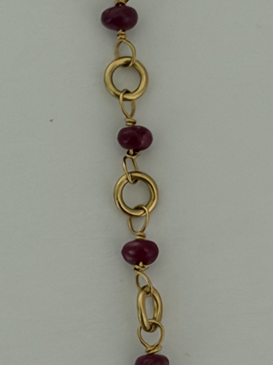 7967—vintage Draped Necklace In Yellow Gold With Rubies-photo-3