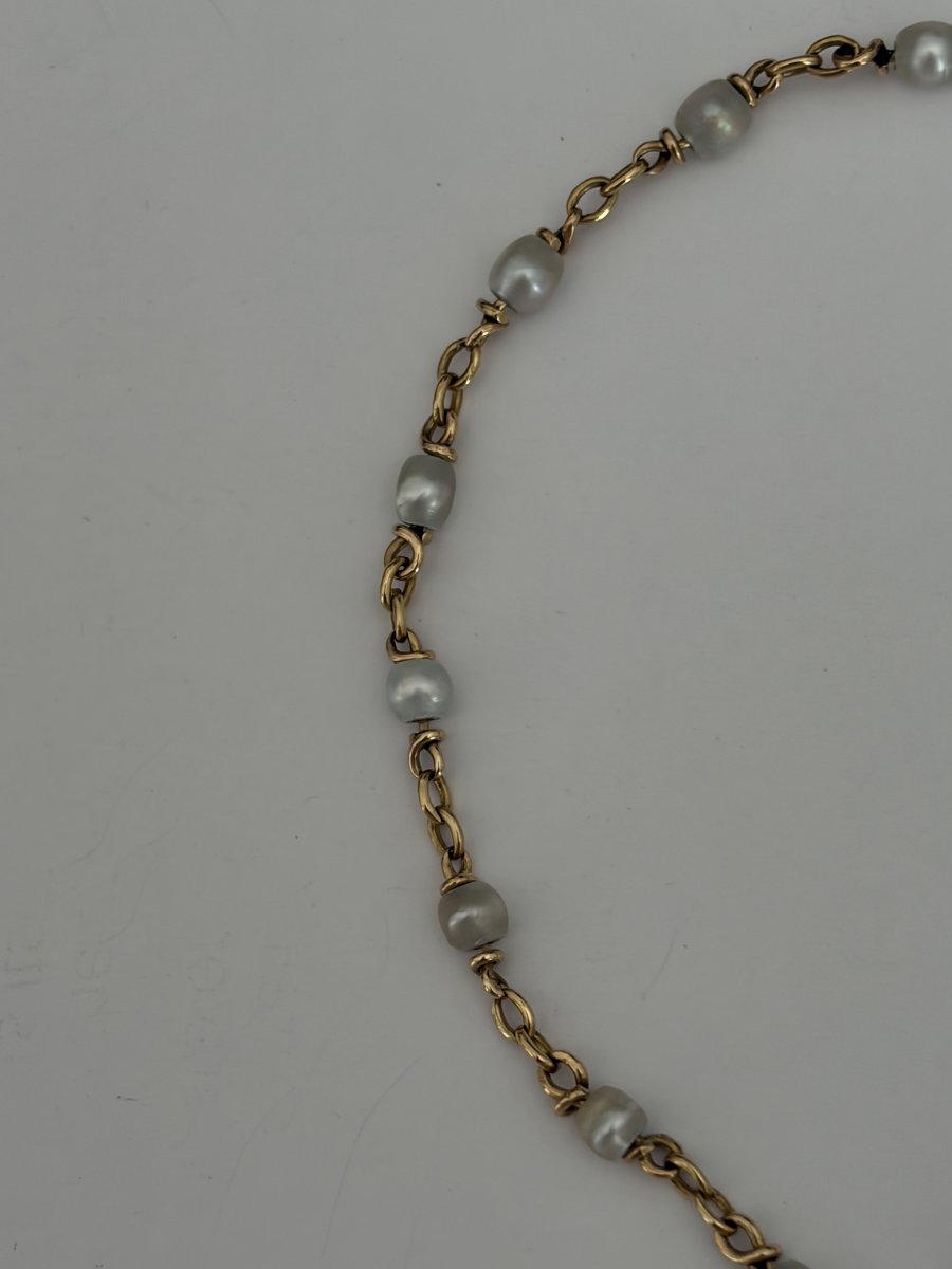 7975 - Yellow Gold Bracelet With Baroque Pearls-photo-4