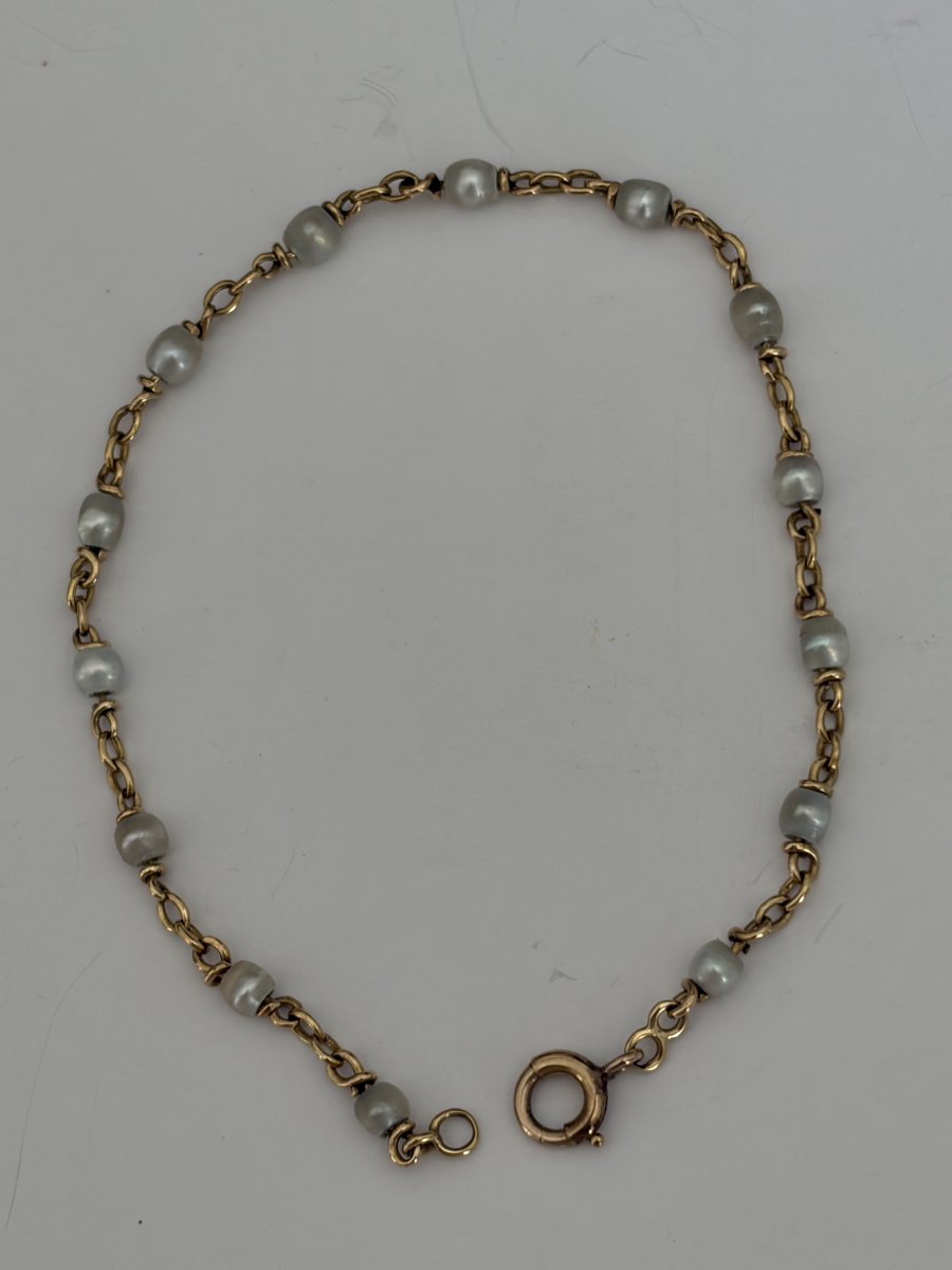 7975 - Yellow Gold Bracelet With Baroque Pearls