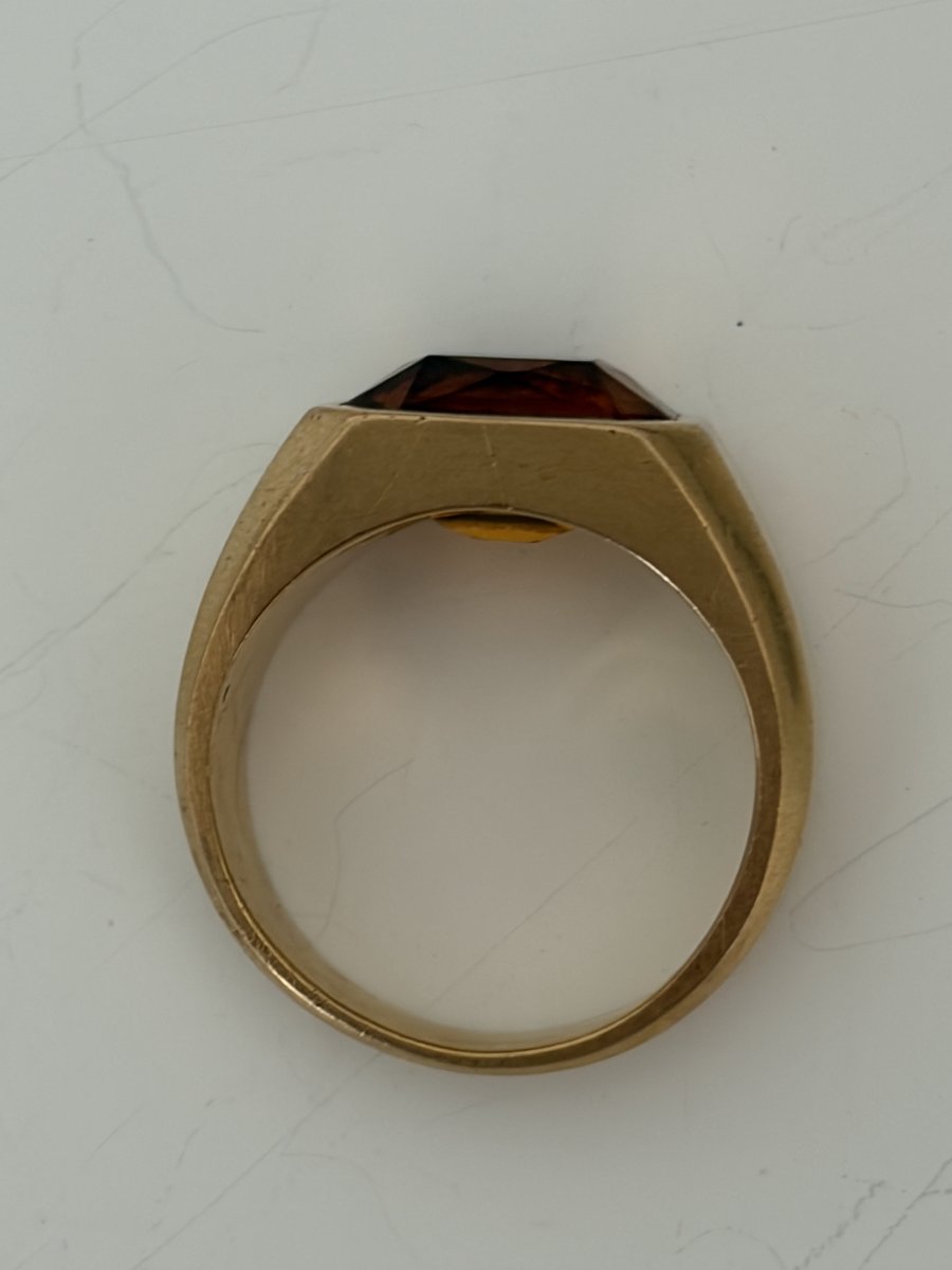 7976 - Yellow Gold Signet Ring With 6.00 Ct Citrine-photo-4