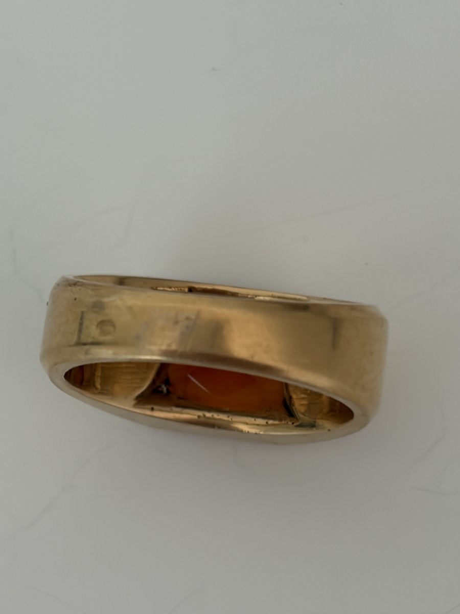 7976 - Yellow Gold Signet Ring With 6.00 Ct Citrine-photo-3