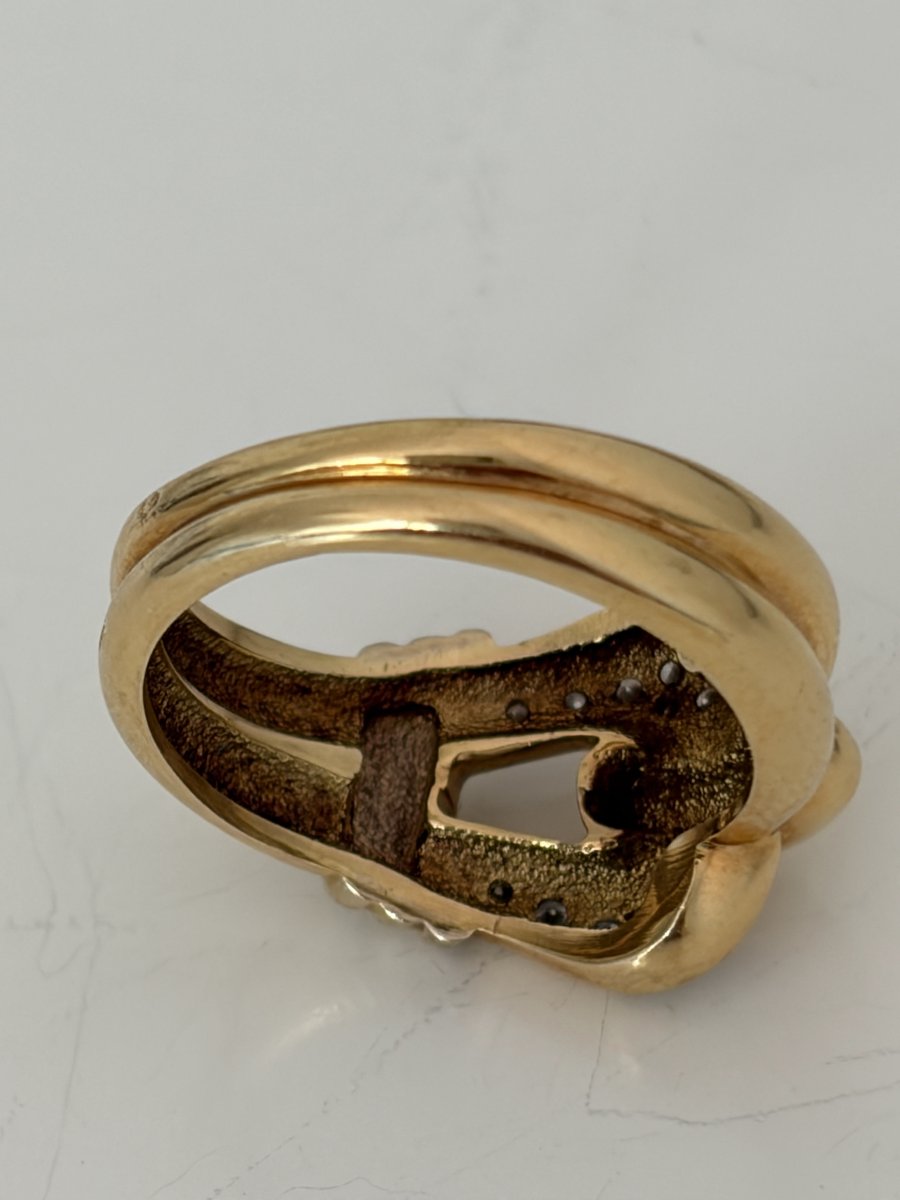 7983 - Christofle Vintage Yellow Gold Diamond Ring-photo-2