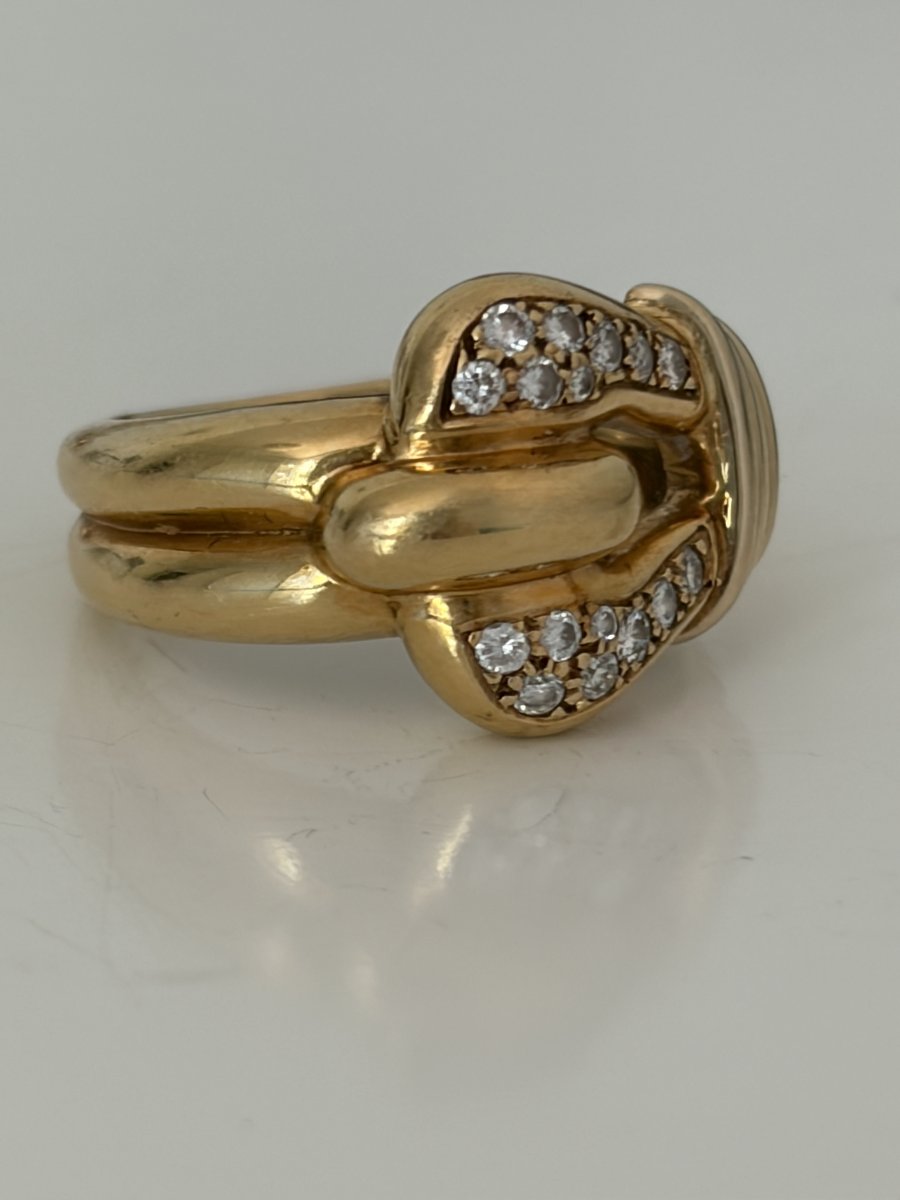 7983 - Christofle Vintage Yellow Gold Diamond Ring-photo-3