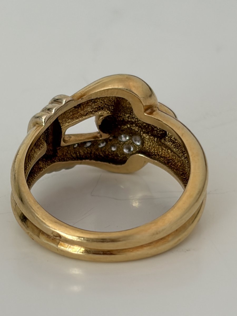 7983 - Christofle Vintage Yellow Gold Diamond Ring-photo-4