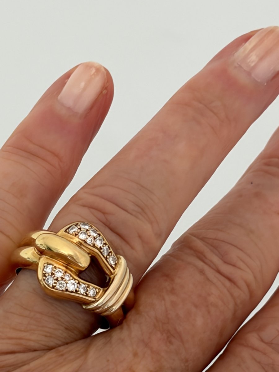 7983 - Christofle Vintage Yellow Gold Diamond Ring-photo-2