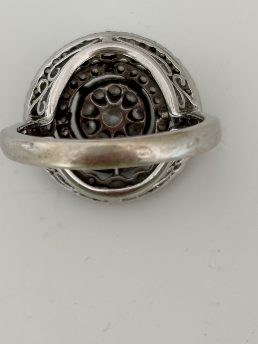 7986- Bague Cible Vintage Or Gris Diamants 1,30 ct-photo-2