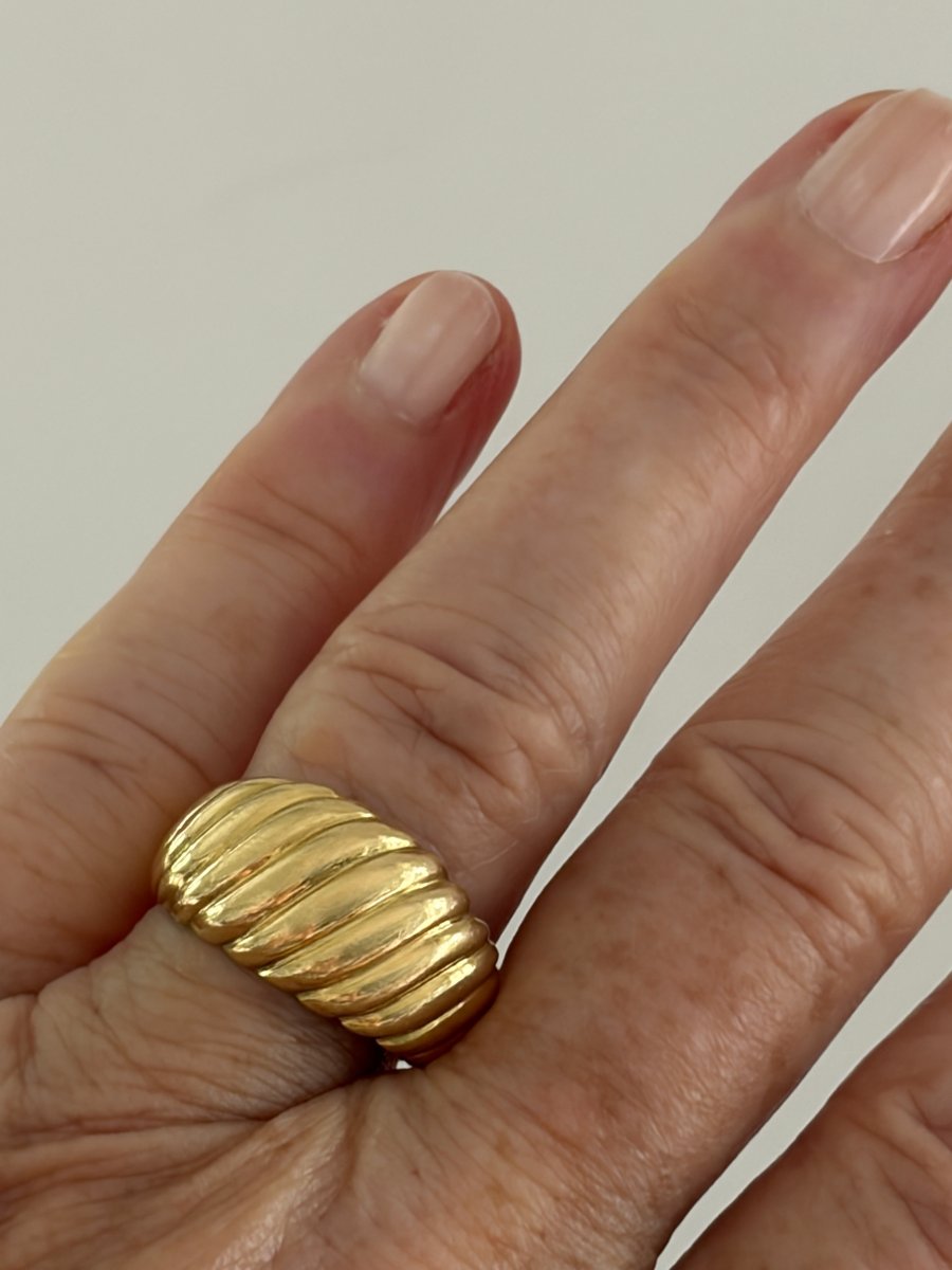 7998 - Vintage Yellow Gold Ribbed Band Ring-photo-2