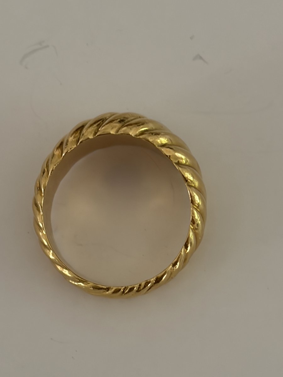7998 - Vintage Yellow Gold Ribbed Band Ring-photo-4