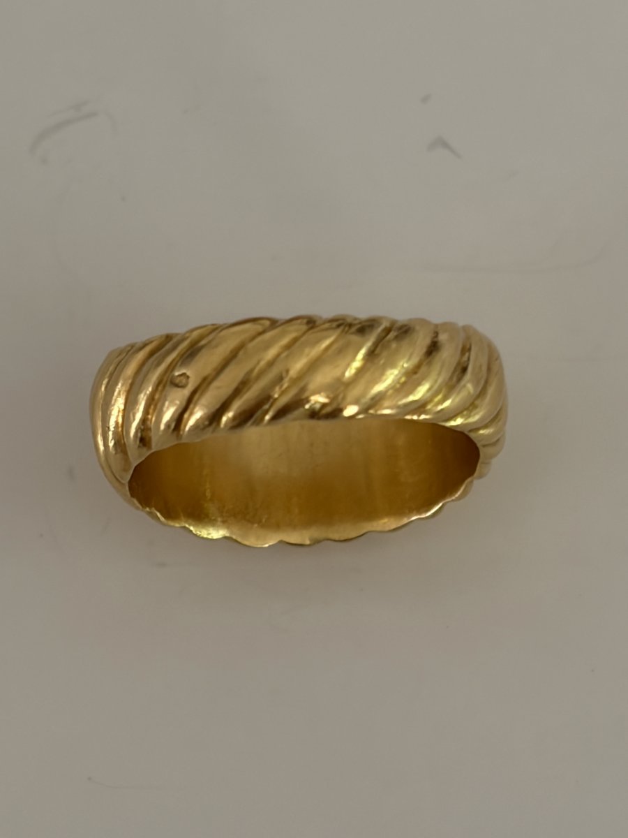 7998 - Vintage Yellow Gold Ribbed Band Ring-photo-1